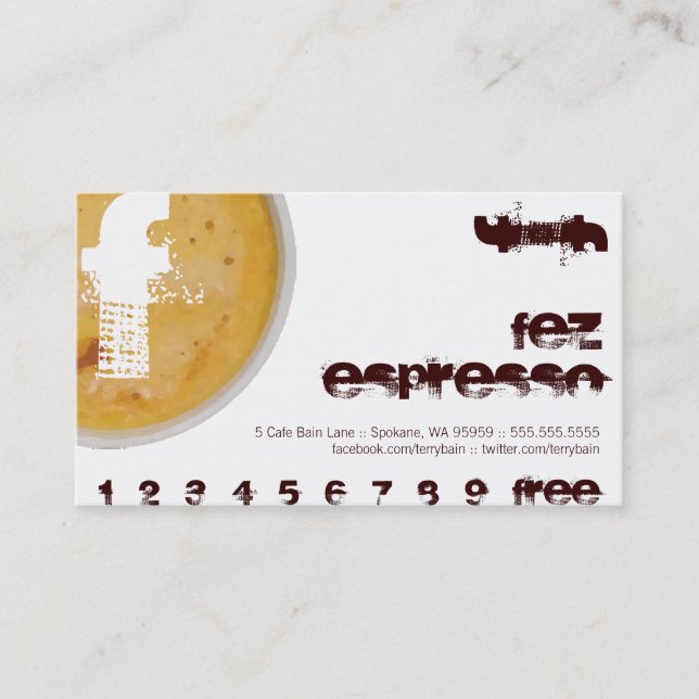 F - Initial Letter Foamy Coffee Cup Loyalty Punch Card (Front)