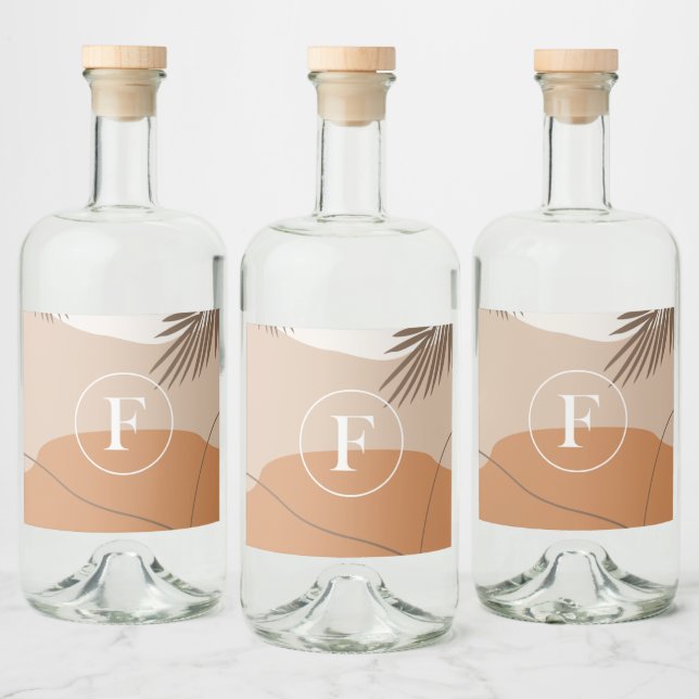 F - Initial Monogram Letter F Abstract Design Liquor Bottle Label (Bottles)