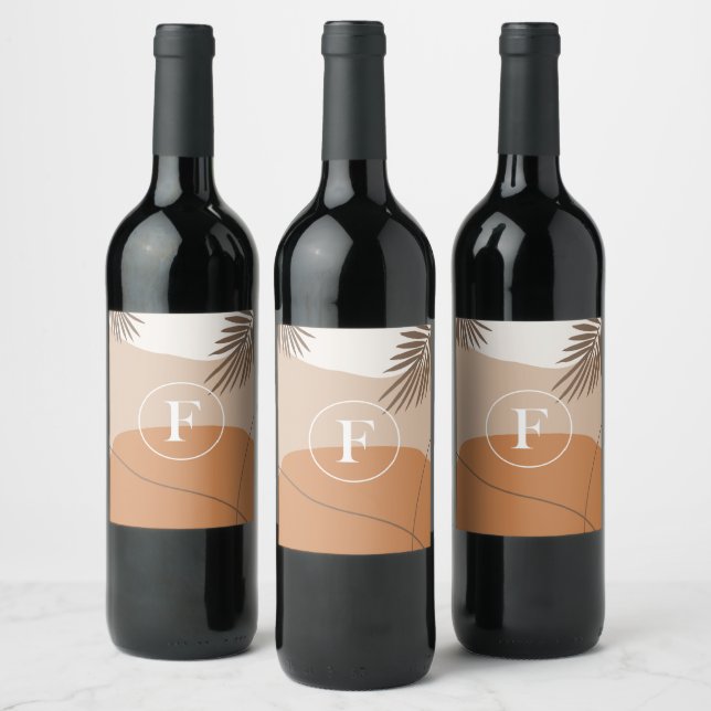 F - Initial Monogram Letter F Abstract Design Wine Label (Bottles)