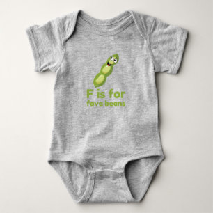 F is for FAVA BEANS Green Veggie Alphabet F Baby Bodysuit