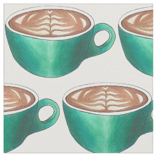 F is For Flat White Latte Cappuccino Coffee Cup Fabric