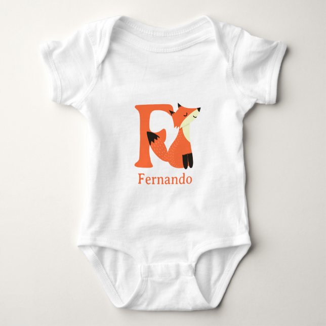 F is for Fox Personalise Baby Bodysuit (Front)