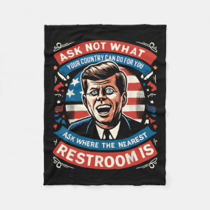 F. Kennedy Funny Patriotic Toilet Meme 4th Of July Fleece Blanket
