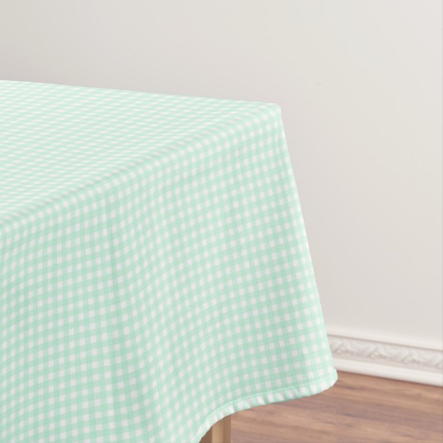 F & L Bright Green Gingham Tablecloth (In Situ)