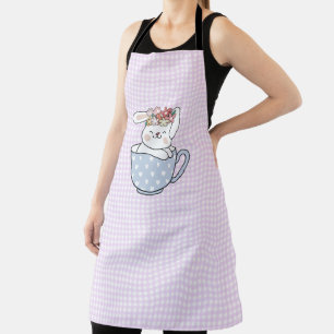F&L Bunny in A Cup on Gingham All-Over Print Apron