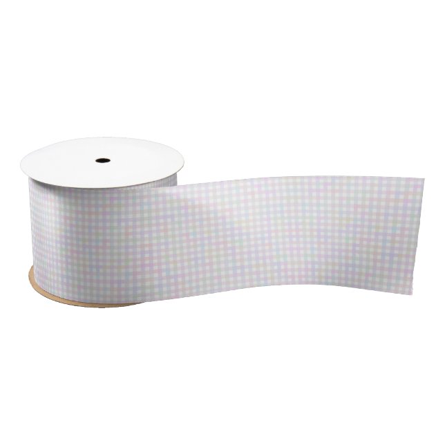 F & L Colourful Gingham Satin Ribbon (Spool)