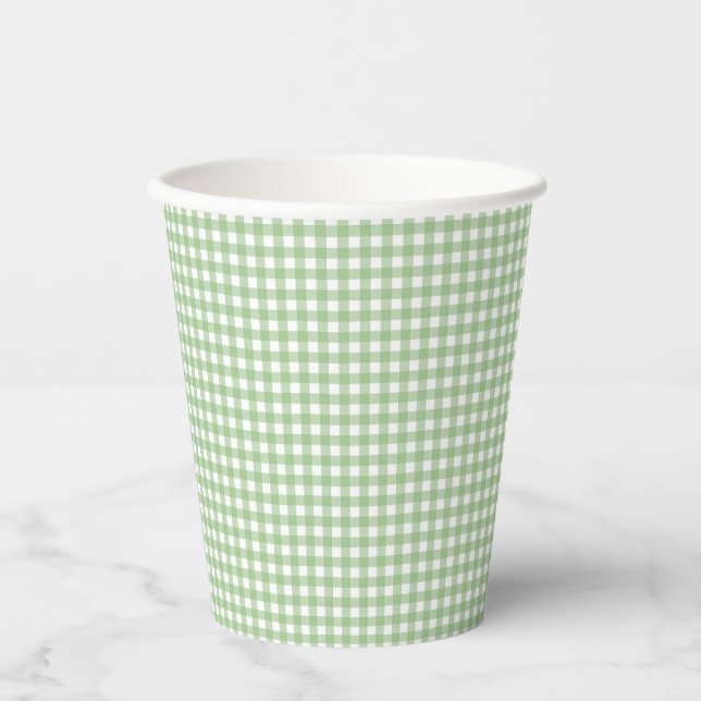F & L Dark Green Gingham Paper Cups (Front)