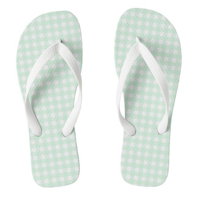 F & L Green Gingham Jandals (Footbed)