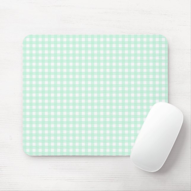 F & L Green Gingham Mouse Pad (With Mouse)