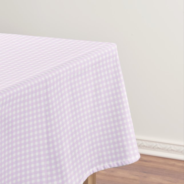 F & L Pastel Purple Gingham Tablecloth (In Situ)