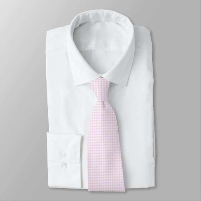 F & L Pink Gingham Tie (Tied)