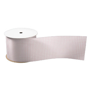 F & L Tan Gingham Satin Ribbon
