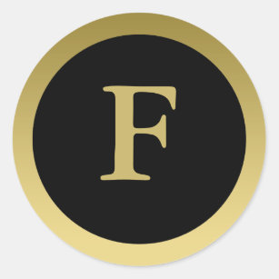 F :: Monogram F Elegant Gold and Black Sticker