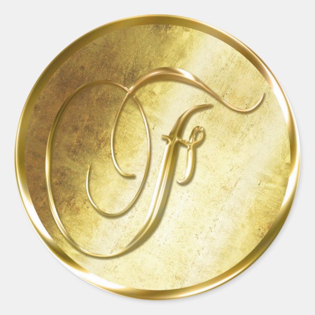 F Monogram Faux Gold Envelope Seal Stickers (Front)