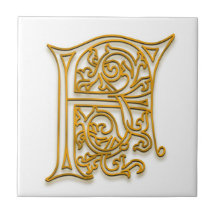F Monogram "Irish Gold" Ceramic Tile