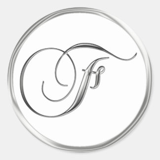 F Monogram Letter Sliver On White Wedding Seal