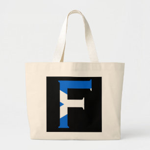 F Monogram overlaid on Scottish Flag jtcn Large Tote Bag