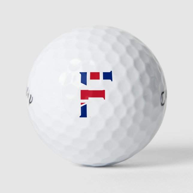 F Monogram overlaid on Union Jack Flag cwb gbcnt Golf Balls (Front)