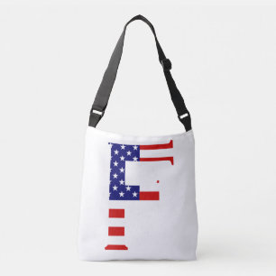 F Monogram overlaid on USA Flag cbbcn Crossbody Bag