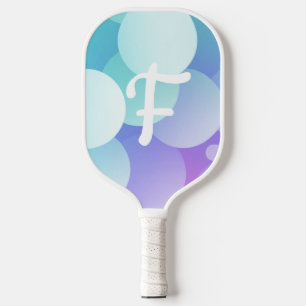 F Name Pickleball Paddle Purple Blue Bubble Modern