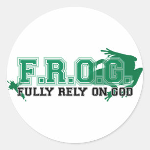 F.R.O.G. - Fully rely on God (green) Classic Round Sticker