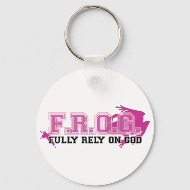F.R.O.G. - Fully rely on God (pink) Key Ring (Front)