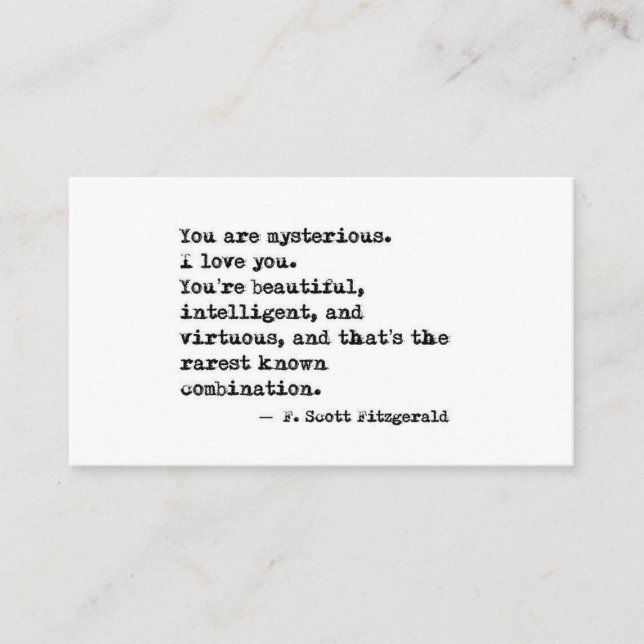 F Scott Fitzgerald Quote Business Card (Front)