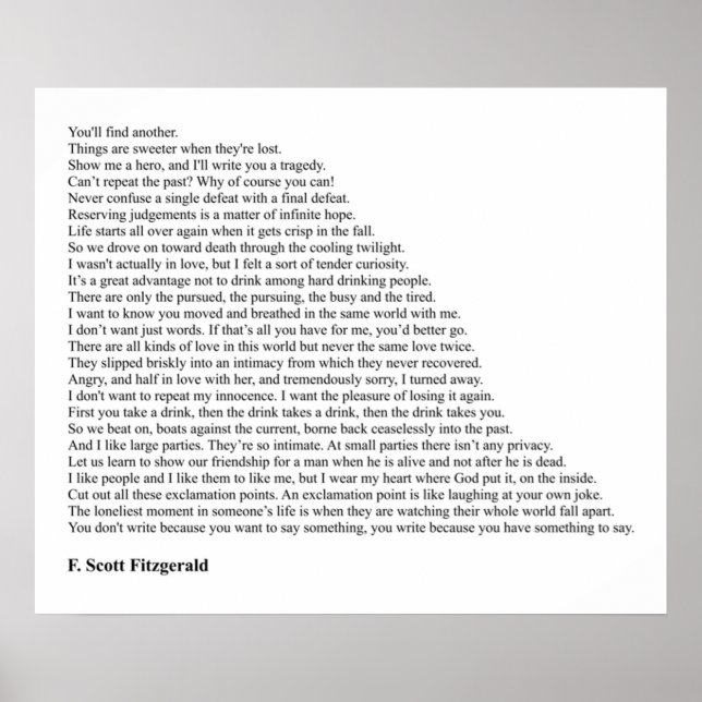 F Scott Fitzgerald Quotes Poster (Front)