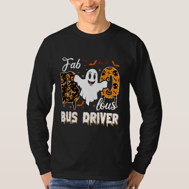 Fa Boo Lous Bus Driver Cute Ghost Halloween T-Shirt (Front)