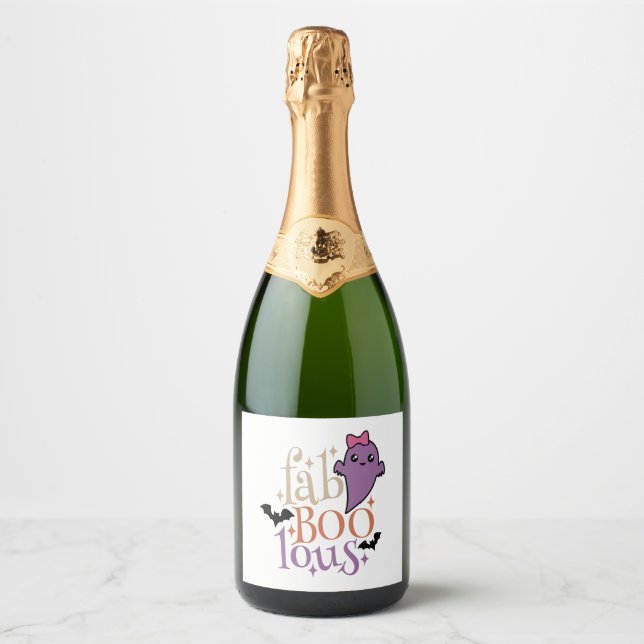 Fa BOO Lous Fa BOO Lous Halloween Ghost Sparkling Wine Label (Front)