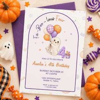 Fa-Boo-Lous Four Halloween 4th Birthday Invitation