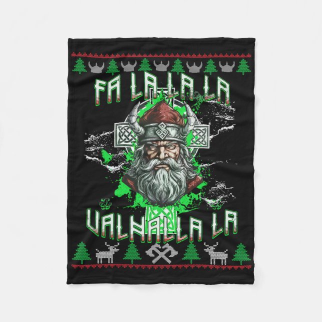 Fa La 8 Valhalla Santa Hat Viking Skull Christmas  Fleece Blanket (Front)