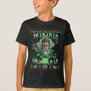 Fa La 8 Valhalla Santa Hat Viking Skull Christmas T-Shirt