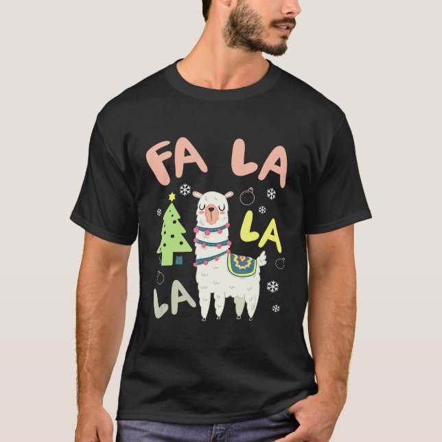 FA LA Christmas Noel Llama Singing T-Shirt (Front)