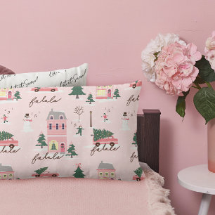 Fa La Home For The Holidays Town & Pink Retro Van Lumbar Cushion
