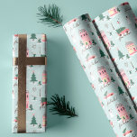 Fa La Home For The Holidays Town & Pink Retro Van Wrapping Paper<br><div class="desc">Celebrate the magical and festive holiday season with our custom holiday wrapping paper. Our vintage holiday design features a fun vintage town scenery and landscape. Every little detail is captured in this quaint little neighbourhood. Features Pink houses decked out in festive decorations, pink snow covered trees, festive showman, lamp post,...</div>
