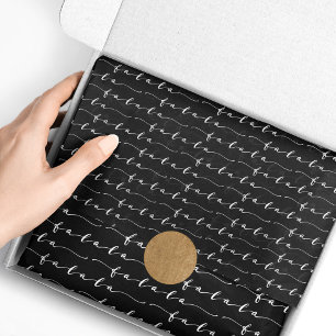 FA LA LA Black & White Calligraphy Christmas Carol Tissue Paper