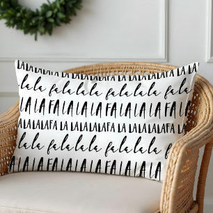 FA LA LA Black & White Typographic Christmas Carol Lumbar Cushion