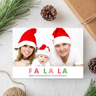 Fa La La Christmas Colourful Cute Family Photo Holiday Card