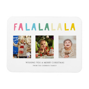 Fa La La Christmas Cute Pastel 3 Photo Collage Magnet