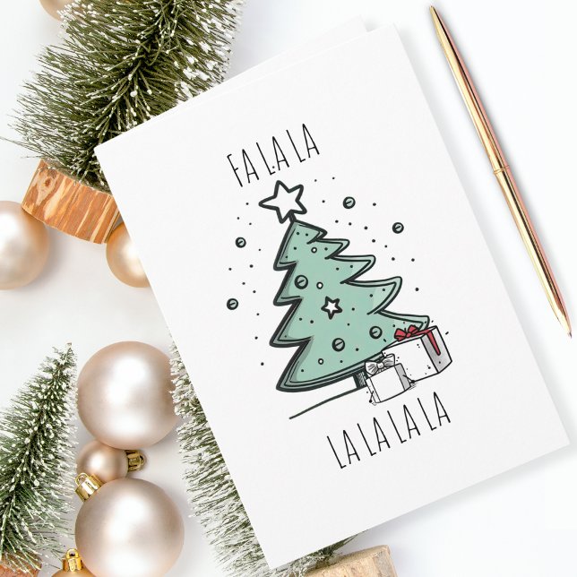 Fa La La Christmas Doodle Holiday Card (Wish your family and friends a fa la labulous holiday season with this cute Christmas card!)