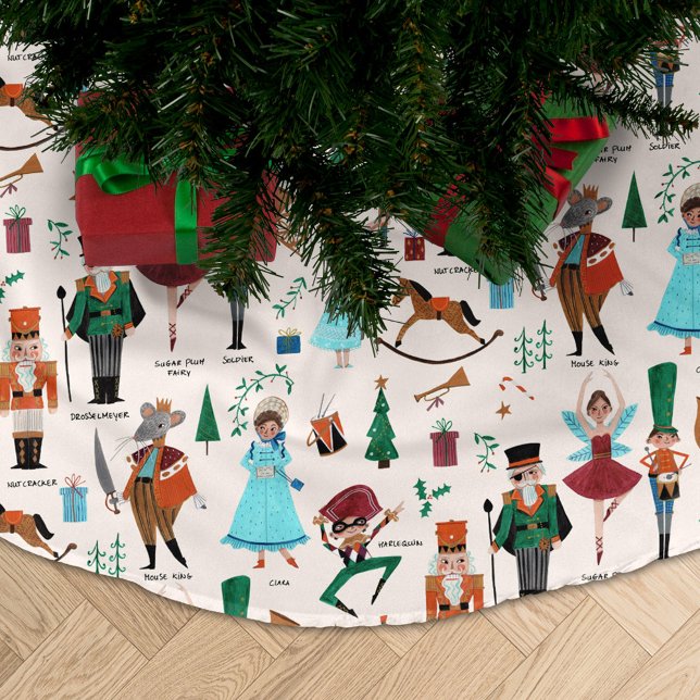 Fa La La Christmas Nutcracker Ballet Dancer Brushed Polyester Tree Skirt (Nutcracker Christmas Decoration Tree Skirt)