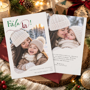 Fa La La Christmas Organic Photo Cutout 2 Photo Holiday Card