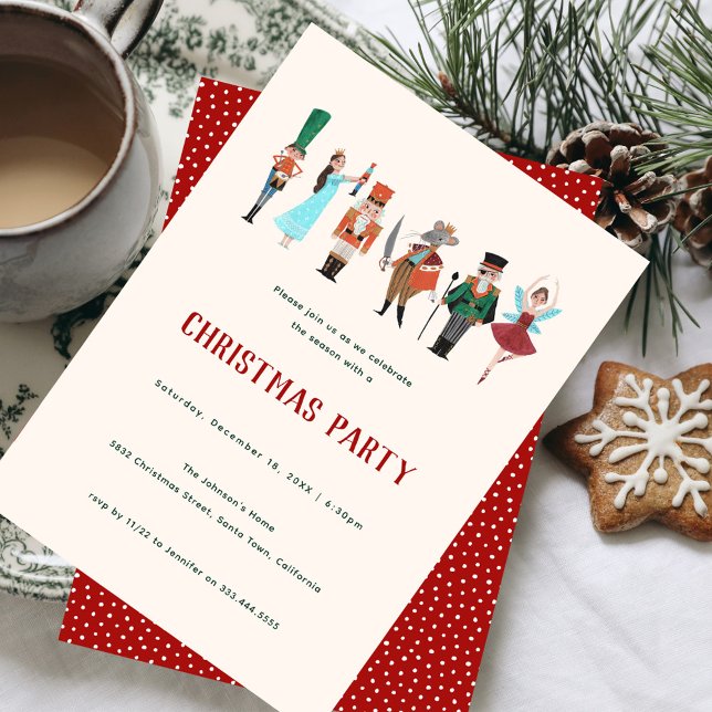 Fa La La Christmas Party Nutcracker Ballet Dancer Invitation (Nutcracker Christmas Holiday Party invitation.)