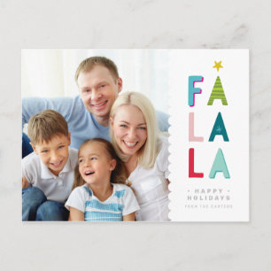 FA LA LA CHRISTMAS PHOTO fun bold colorful dabs Holiday Postcard