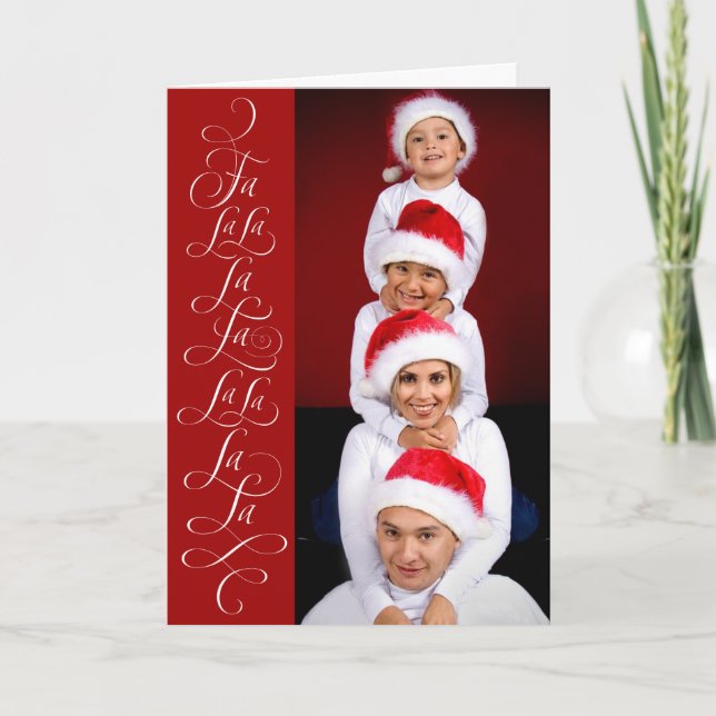 Fa la la - Christmas Song Carol Red - Family Love  Holiday Card (Front)