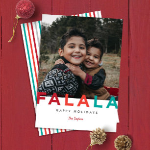 Fa La La Colourful Modern Bold Photo  Holiday Card
