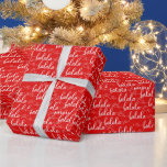 Fa la la Falala White Script Hearts Red Christmas Wrapping Paper<br><div class="desc">Introducing our Festive Falala Christmas Wrapping Paper, the perfect choice for adding a touch of modern charm to your holiday gifts. This delightful wrapping paper features a vibrant red background that exudes the warmth and excitement of the Christmas season. Adorned with the word "falala" in elegant white script, accompanied by...</div>