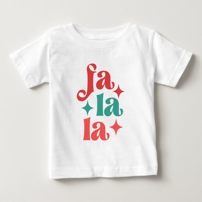 Fa La La - Festive Holiday Typography Design Baby T-Shirt (Front)