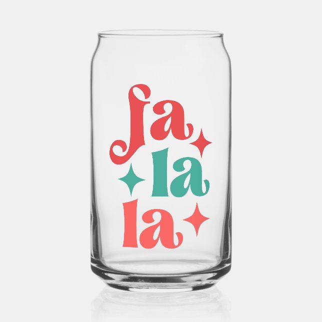 Fa La La - Festive Holiday Typography Design Can Glass (Front)